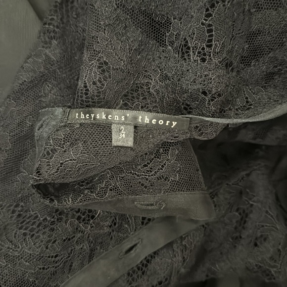 THEYSKENS’ THEORY MESHED LACE LONG SLEEVE BLACK MINI DRESS SIZE 0 **BRAND NEW** - Picture 6 of 6
